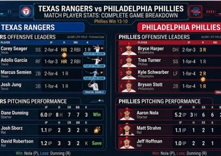 texas rangers vs phillies match player stats