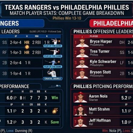 texas rangers vs phillies match player stats
