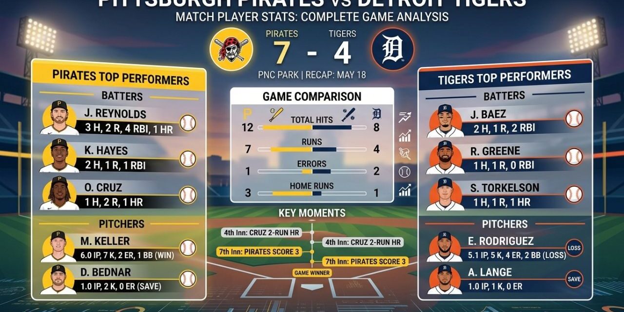 pittsburgh pirates vs detroit tigers match player stats