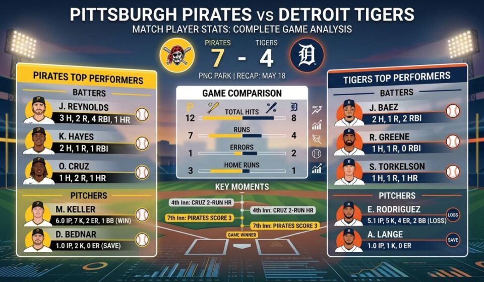 pittsburgh pirates vs detroit tigers match player stats